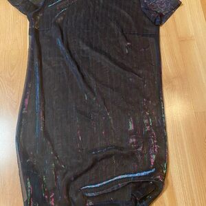 Forever 21 Black Sheer Top with Iridescent Stripes